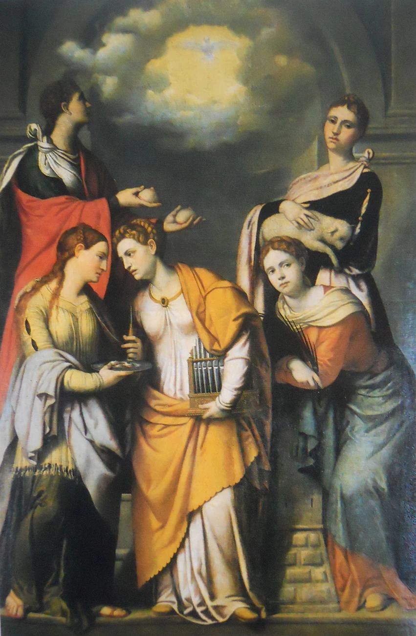 178-Moretto-Santa Lucia, Cecilia, Barbara, Agata e Agnese-150-1550-Brescia